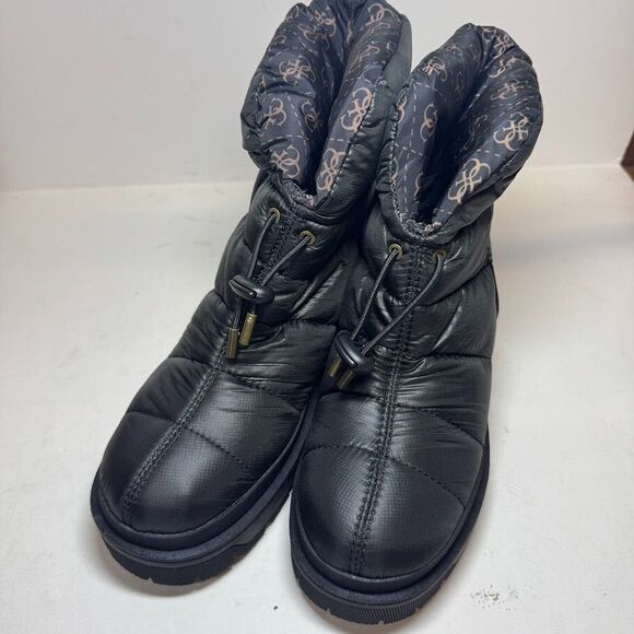 GUESS Womens 8 M Black Leeda Quilted Ankle Snow Boots NIB HK8 - Picture 3 of 6